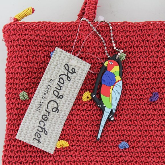 New Carlo D'Santi Hand Crochet Bag -Red with Multi - Picture 4 of 10